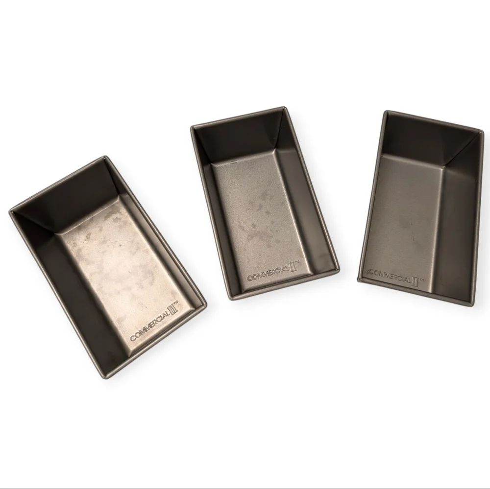 MINI LOAF PANS Chicago Metallic Nonstick 3Pc Set 6x3 Commercial Aluminized Steel